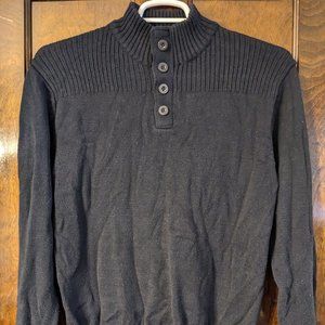 Black Quarter Button Sweater